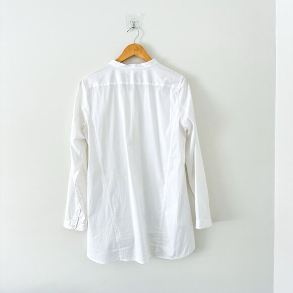 Lafayette 148 New York Long Sleeve High Low Hem Button Up Shirt White 10 - Picture 2 of 8
